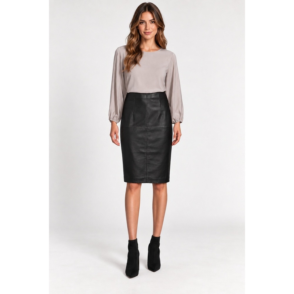 Antonio Melani Minimalist Professional Genuine Leather Pencil Skirt XS